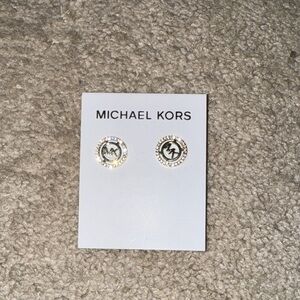 Michael Kors Gold and Silver Logo Stud Earrings